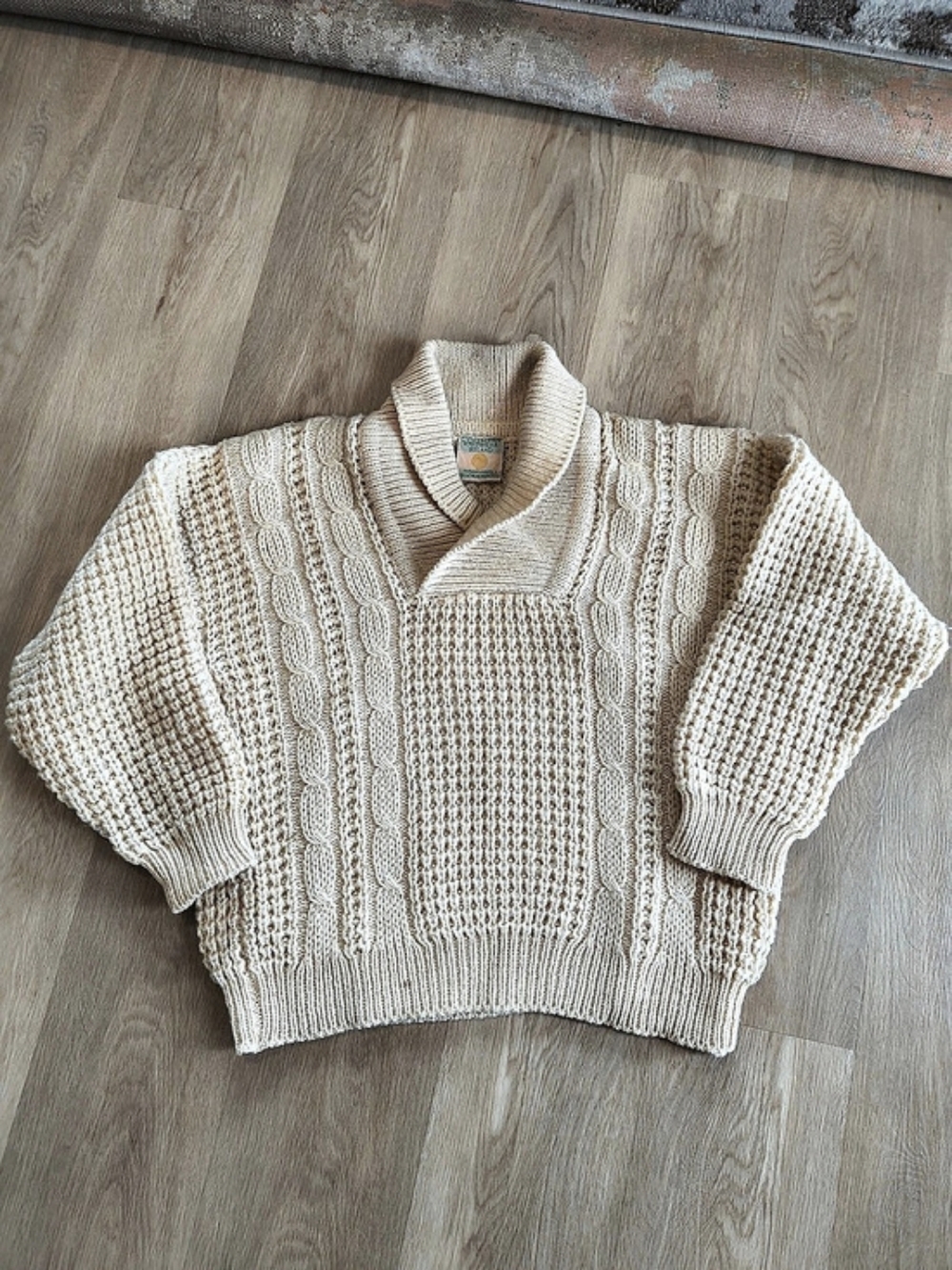 Vintage COUNTRY KNITWEAR Chunky Knit Cowl Neck Sweater in Cream